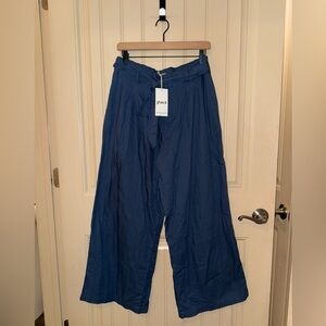 (SOLD) NEW Pact High Waisted Wide Leg Pant Navy Blue Size Large 100%Organic